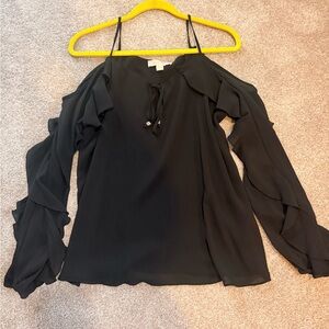 MICHAEL Michael Kors Black Ruffle Sleeve Blouse